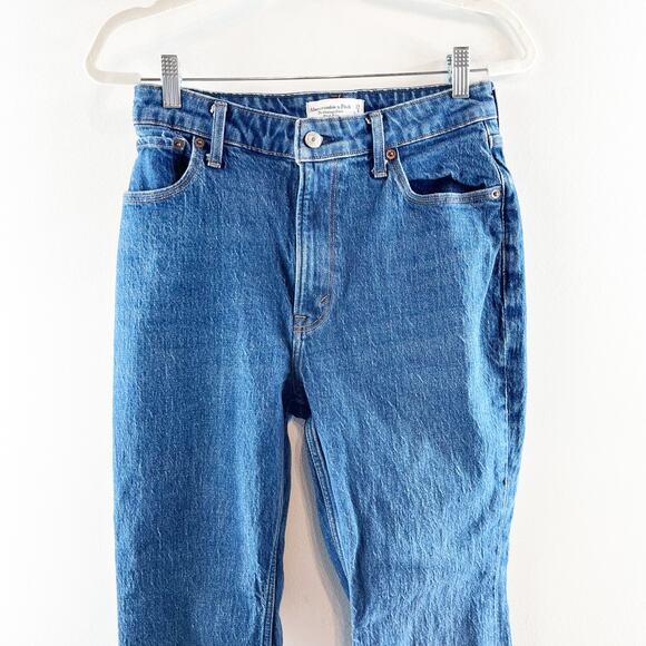 Abercrombie High Rise Vintage Flare Jeans Curve Love Dark Wash Blue 8 Short - Picture 4 of 9